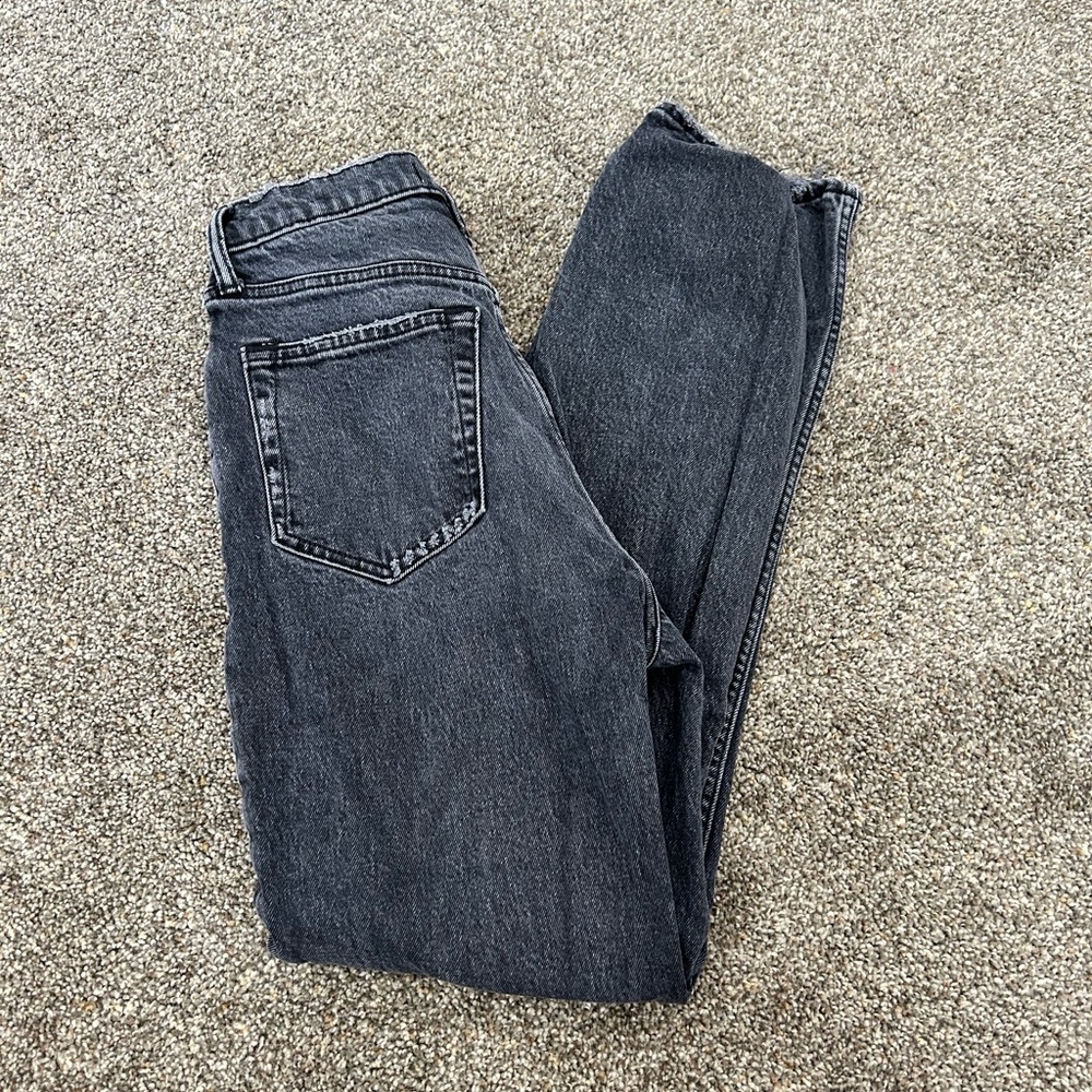 Abercrombie Black Distressed Dad High Rise Jeans